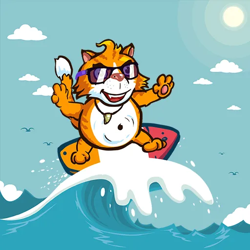 Surfer Cat – Surfing Kitty Adventure with Shell-Collecting Action
